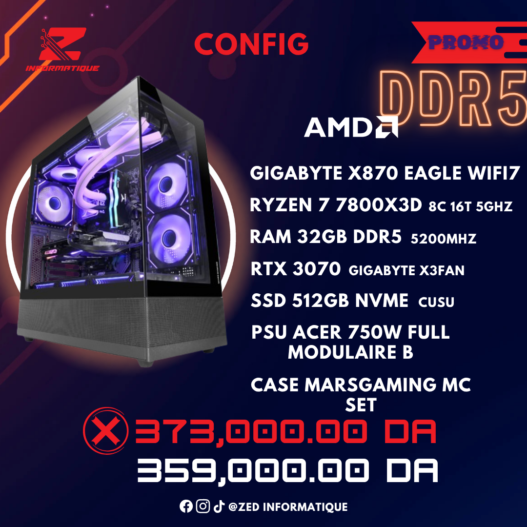 Config Promo DDR5 AMD RYZEN 7 7800X3D